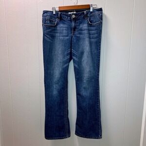 Lei Ashley Juniors Bootcut Jeans Size 13‎ Low Rise Dark Wash Y2K Western